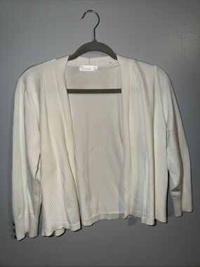 Beige Cardigan with Silver Accent Buttons on Sleeve